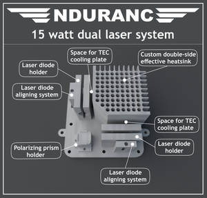 The Endurance 15 (15000 mW) watt "Duos" laser beam head. Version 1.0